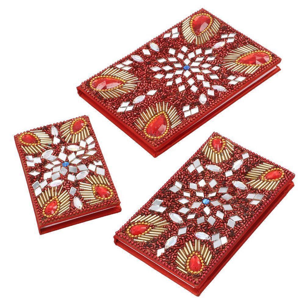 Bedazzled Diary Journals Red Set Of (3)